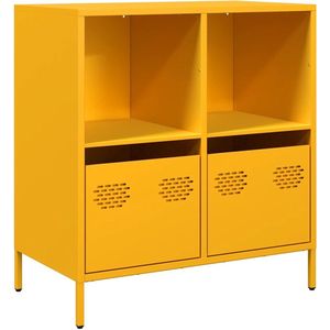 vidaXL Dressoir Staal Mosterdgeel 68x39x73,5 cm Dressoir - Commode - Opbergmeubel - Vintage - Industrieel