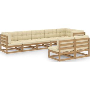 vidaXL 8-delige Loungeset met kussens hout Loungeset - Tuinset - Houten Lounge - Buitendecor - Balkon Decor