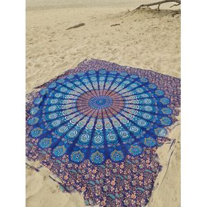 XL groot strandlaken - Mandala - Blauw - Dun textiel - Dun Strandkleed - Ibiza kleed - Lindian style