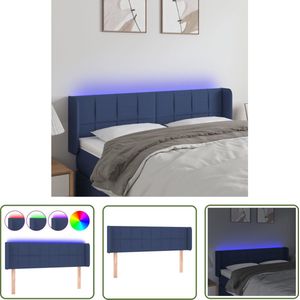 The Living Store Hoofdbord LED 147x16x78/88 cm stof blauw - Hoofdboard - Led Hoofdbord - Hoofdbord Blauw - Beddecoratie - Slaapkamerstijl