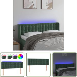 The Living Store Hoofdbord LED 147x16x78/88 cm fluweel donkergroen - Hoofd Bord - Led Hoofdbord - Velvet Hoofdbord - Donkere Groen Hoofdbord - Slaap Kamer Decoratie
