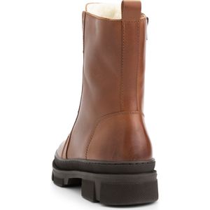 Mysa Aster Leren dameslaarzen - Gevoerde veterschoenen - Cognac Bruin Leer