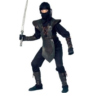 Widmann - Ninja & Samurai Kostuum - Zwarte Ninja Assault Kostuum Jongen - Bruin - Maat 140 - Carnavalskleding - Verkleedkleding