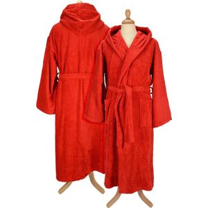 ARTG® Robezz - Badjas met Capuchon - 100% Badstof Katoen -Rood - Fire Red - Maat XXXL - (3XL)