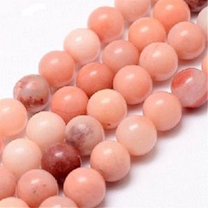 Natuurstenen kralen, Roze Aventurine (gemeleerd), ronde kralen van 6mm. Per streng van ca. 38cm