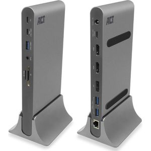 ACT USB-C Docking Station 4K, voor 2 of 3 HDMI/DisplayPort monitoren AC7047