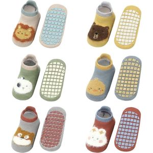 6 paar Baby kinderen sokken met anti slip grip sneaker sokken onzichtbaar katoen