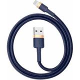 Baseus 2m Apple Lightning Naar USB iPhone Oplaad Kabel Lightning - Iphone 12 / 12 PRO / 12 PRO MAX / 11/ 11 PRO (MAX) / XS / XR/ X / iPhone 8 / 8 Plus/ iPhone SE/ 6 / 5 / 5SE - premium kwaliteit - Oplaadkabel - (Goud+Donkerblauw) CALKLF-CV3