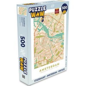 Puzzel Stadskaart - Amsterdam - Vintage - Legpuzzel - Puzzel 500 stukjes - Plattegrond