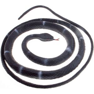 Halloween Plastic speelgoed rubber slang zwart met witte ringen 80 cm