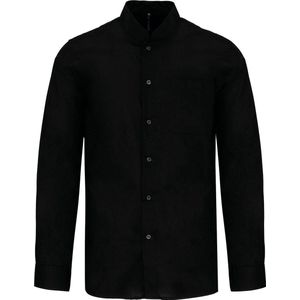 Luxe Overhemd/Blouse met Mao kraag merk Kariban maat L Zwart