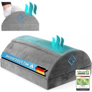 ThermoFlow Voetsteun bureau zilvergrijs met fleece-vezel-voetenzak - in hoogte verstelbare voetenbank - antislip voetensteun - voor kantoor en thuiskantoor Foot rest