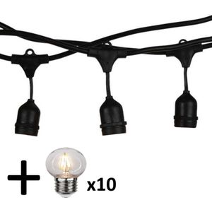 V-tac VT-713 lichtsnoer - 5m - Incl. 10 Filament Kogel LED lampen -Extra Warm Wit- 2700K- Verwisselbare lampen - Waterdicht - Onbreekbaar - koppelbaar