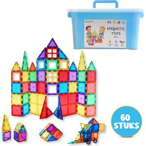 Magnetic Tiles - 60 Stucks met Opbergdoos - Magnetisch Speelgoed - Magnetische Tegels - Montessori Magnetische Bouwstenen Set - Magnetisch Bouwspeelgoed - Creatieve Magnetische Bouwblokken voor Kinderen