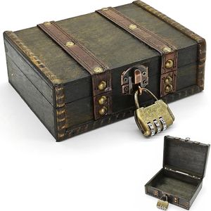 Treasure Chest Vintage Wooden Treasure Chest 15 x 12 x 6 cm Treasure Chest with Lock Money Box Wooden Box with Lid Treasure Chest Wooden Storage Box Craft Gift Box for Storage and Decoration