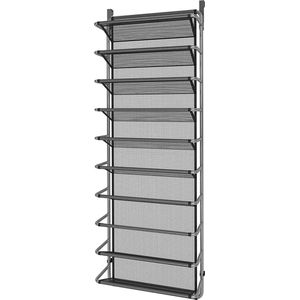 Schoenenrek Hangend - 10 Laags - Zwart / Zilver - Hangende Schoenenkast voor aan Deur - Opbergsysteem voor Schoenen