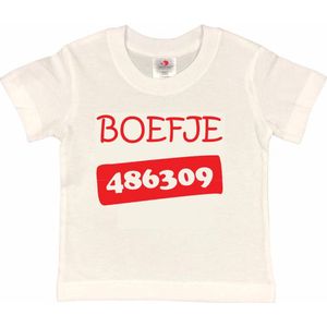 T-shirt Kinderen ""Boefje 486309"" | korte mouw | Wit/tan | maat 98/104