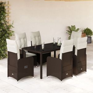 vidaXL 7-delige Bistroset - Poly Rattan - Bruin