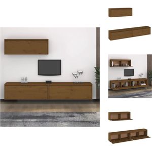 vidaXL TV-meubel Hangkast - Massief Grenenhout - 100 x 30 x 35 cm (B x D x H) - Honingbruin - Kast