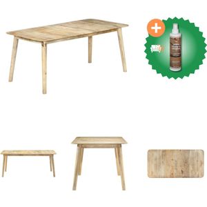 vidaXL Eettafel 180x90x76 cm massief mangohout - Tafel - Inclusief Houtreiniger en verfrisser