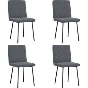 vidaXL - Eetkamerstoelen - 4 - st - fluweel - donkergrijs