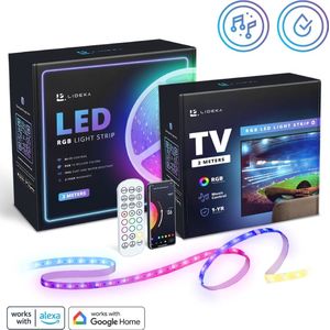 Lideka® - LED strip 3 meter + TV strip 2M - RGB - Met Afstandsbediening - Zelfklevend - Verlichting - Led Lights - Led Light Strip - Licht strip