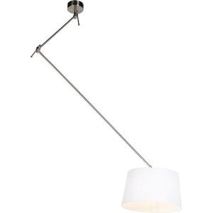 QAZQA blitz - Landelijke Hanglamp met kap - 1 lichts - L 380 mm - Wit - Woonkamer | Slaapkamer | Keuken
