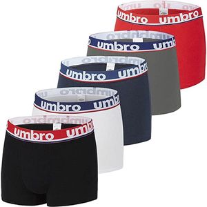 Umbro boxershorts 5pack zwart rood wit navy grijs 1BCX5clas5, maat S