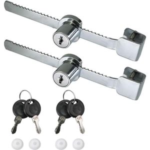 Allecto Plus - Tandwielslot glazen schuifdeuren vitrineslot terraria - Set van 2 - Met 4 sleutels - Geschikt voor terraria, vitrines, etalages en kasten.