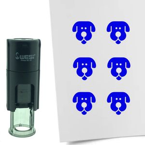 CombiCraft Stempel Hond 10mm rond - blauwe inkt