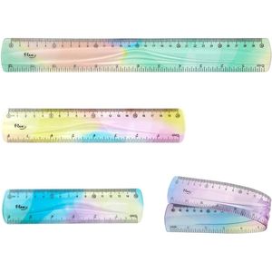 Flexibele Linialen voor School - 30/20/15cm Buigbare Liniaal - Zachte Plastic Flexibele Linialen met Centimeter en Inch-Schalen voor Studenten - Kinderen Klaslokaal Kantoor Thuis - Kleurverloop