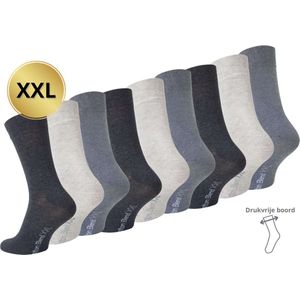 9 paar - XXL - Herensokken - Drukvrije boord - Comfortabele sokken - Niet knellende sokken - Grijs-mix - Maat 47-50