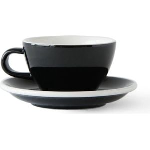 ACME Cappuccino Kop en schotel - 190ml -  Penguin (zwart) -  porselein servies