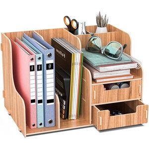 Desktop Document Rack - Office Desk Tidy Organizer for A4 Papers, Books, Pens, and Notebooks Bureau Organizer