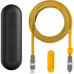 300 cm USB-C Kabel inCharge XL - Universele Kabel USB-C voor Mannen - Universele Mobiele Oplader - 6 in 1 Hightech Gadget - Geel Lightning Kabel van 100 W