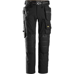 Snickers 6590 AllroundWork, Stretch Werkbroek Capsulized™ Kniebeschermers Holsterzakken - Zwart/Zwart - 48