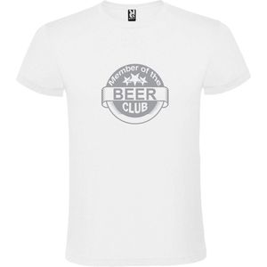Wit  T shirt met  "" Member of the Beer club ""print Zilver size XXXL