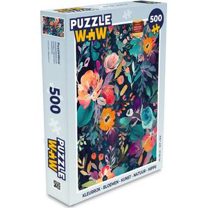 Puzzel Kleurrijk - Bloemen - Kunst - Natuur - Hippie - Legpuzzel - Puzzel 500 stukjes