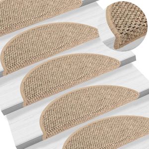 The Living Store Trapmatten - Sisal-stijl - 56 x 17 x 3 cm - Donkerbeige