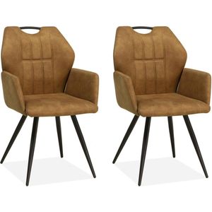 Eetkamerstoel Puck - Cognac (set van 2 stoelen)