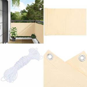 vidaXL Balkonscherm 1000x90 cm PVC crèmekleurig - Balkonscherm - Balkonschermen - Scherm - Privacyscherm