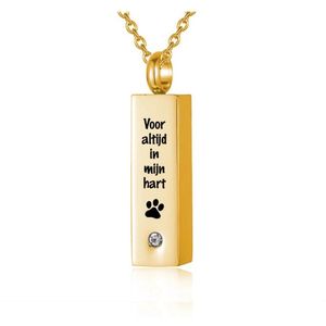 Luxe Ashanger | Met Ketting En Gravering | Voor Altijd In Mijn Hart | Assieraad | Goud | As Ketting | Gedenksieraad | Urn | Incl. As vuller