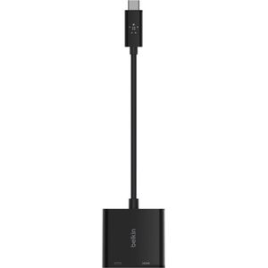 Belkin USB-C to HDMI + Charge Adapter - Aansluitadapter voor video - HDMI / USB - USB-C (M) naar HDMI, usb-c (alleen voeding) (V) - zwart - 4K ondersteuning, USB Power Delivery (60W)