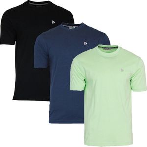 3-Pack Donnay T-shirt (599008) - Sportshirt - Heren - Black/Navy/Lemon Green (553) - maat XL