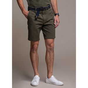 Laurent Vergne - Heren - Bermuda (korte broek) - Kaki Groen - 100% Katoen - maat 50- Slim fit - Valt klein