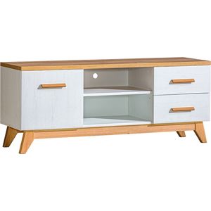 TV-meubel met lades en uitsparing voor een decoder - Scandinavische stijl - Hoge kastpoten - 135 cm - Andersen Pine / Nash Oak