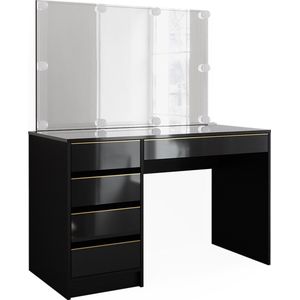 Vicco Sherry Toilettafel set – 120 met LED verlichting Zwart/goud met LED verlichting