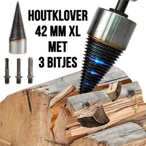 Allernieuwste.nl® Set Houtkloofboor 42 mm XL Houtklover Houtsplitter Houtsplijter Houtkliever Aanmaakhout Houtklover Boor Open Haard - RVS Staal 42 mm
