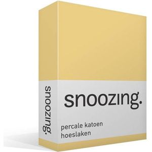 Snoozing - Hoeslaken  - Eenpersoons - 90x200 cm - Percale katoen - Geel