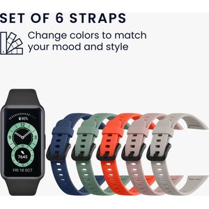 kwmobile 6x armband geschikt voor Huawei Band 6 & 6 Pro / Honor Band 7 & 6 -Verstelbaar 14 - 22 cm - Bandjes voor fitnesstracker in meerkleurig